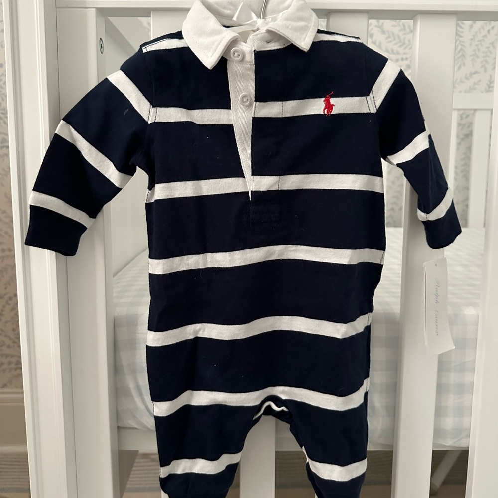 NWT Polo Ralph Lauren baby boy rugby romper